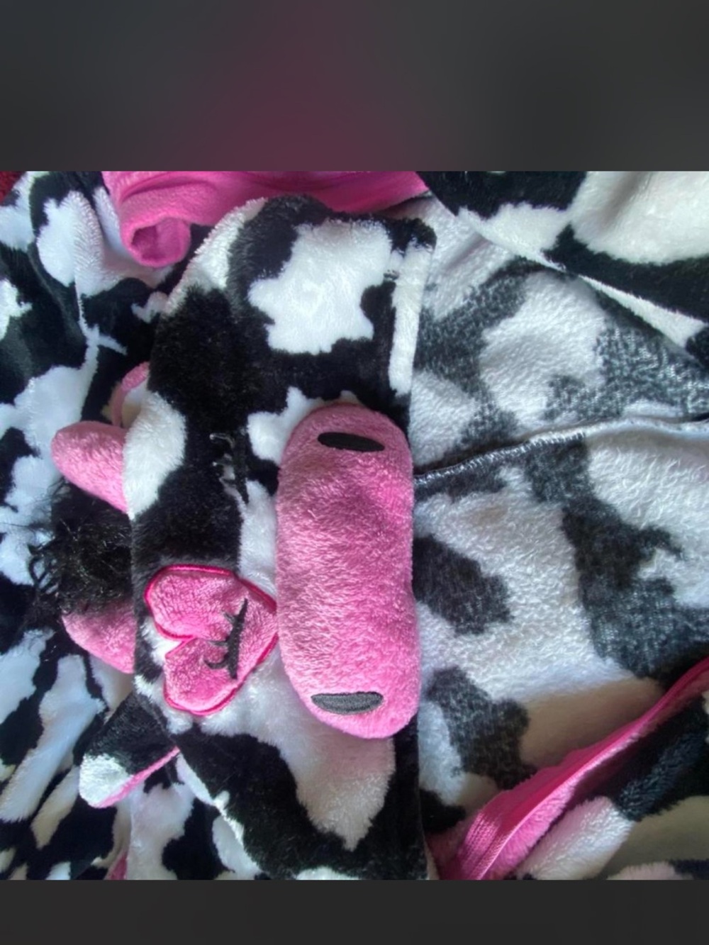 Kids Pink and Black Plush Animal Hooded Blanket - Cozy Wearable Throw